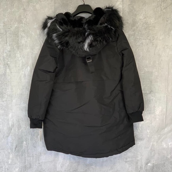 Marc New York By Andrew Marc Women's Black Faux-Fur-Trim Carina Parka jacket SZM - Picture 3 of 11
